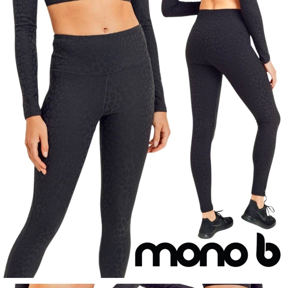Mono B Textured Jacquard Black Leggings